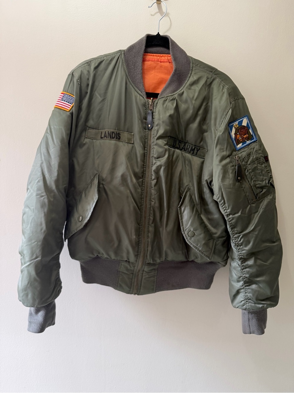 Tru-Spec MA-1 Intermediate Flyers Green Bomber Jacket Reversible Patched S